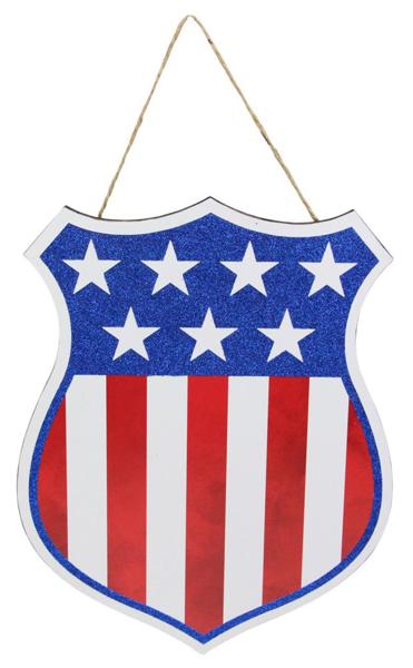 American Flag Badge Wooden Sign