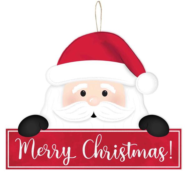 12.75 Inches Merry Christmas Santa Wooden Sign