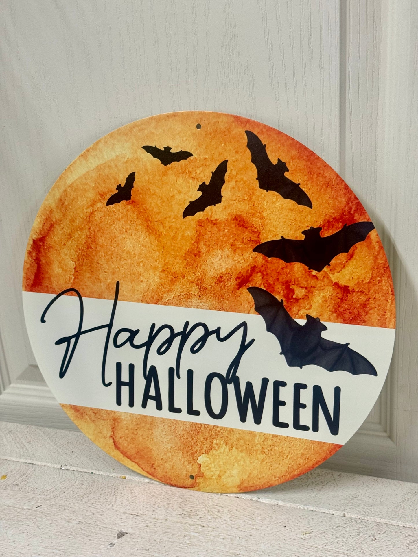 12 Inch Happy Halloween Moon Metal Sign