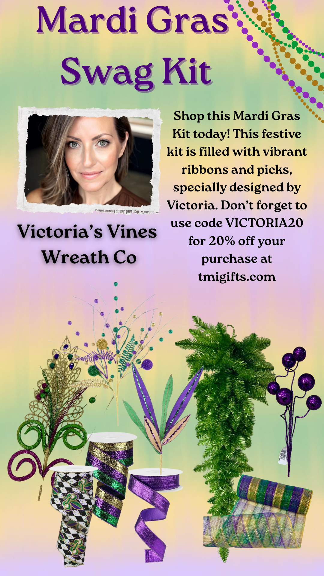 Mardi Gras Swag Kit By Victoria Vines Co