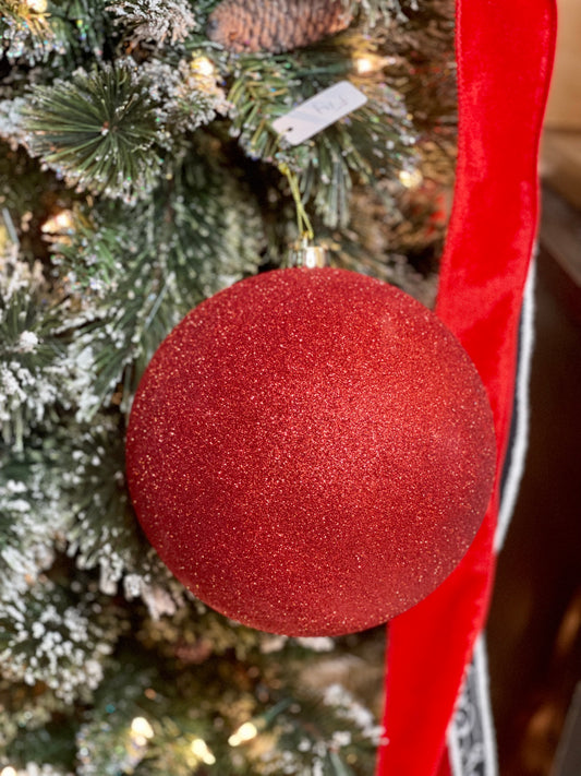 8 Inch Red Glitter Ornament Ball