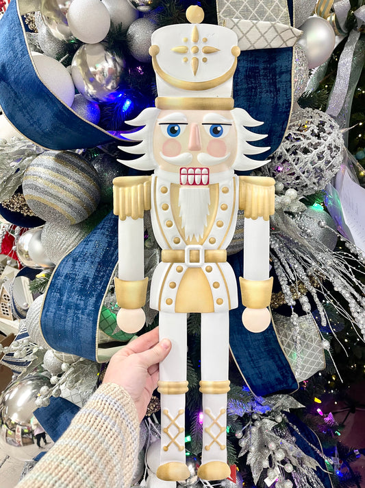 Large Gold And White Metal Nutcracker Sign