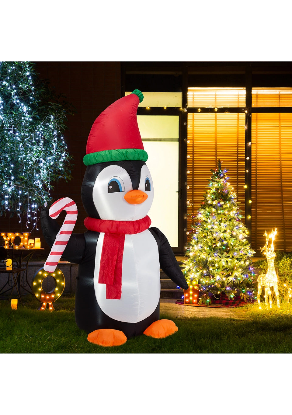 Glitzhome Lighted Inflatable Penguin Décor Open Box