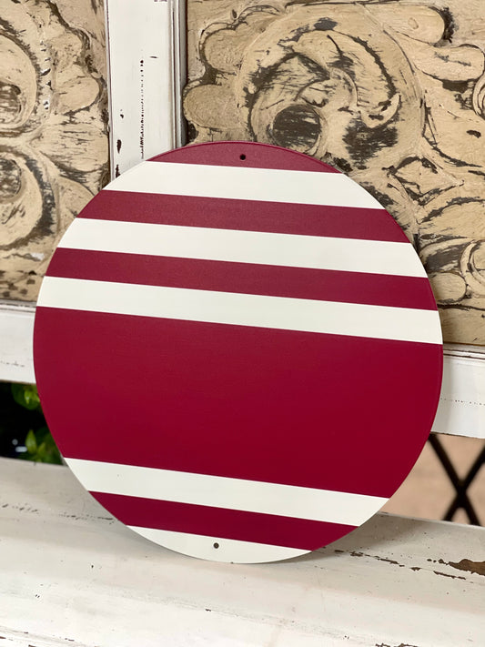 Red And White Horizontal Stripe Metal Sign