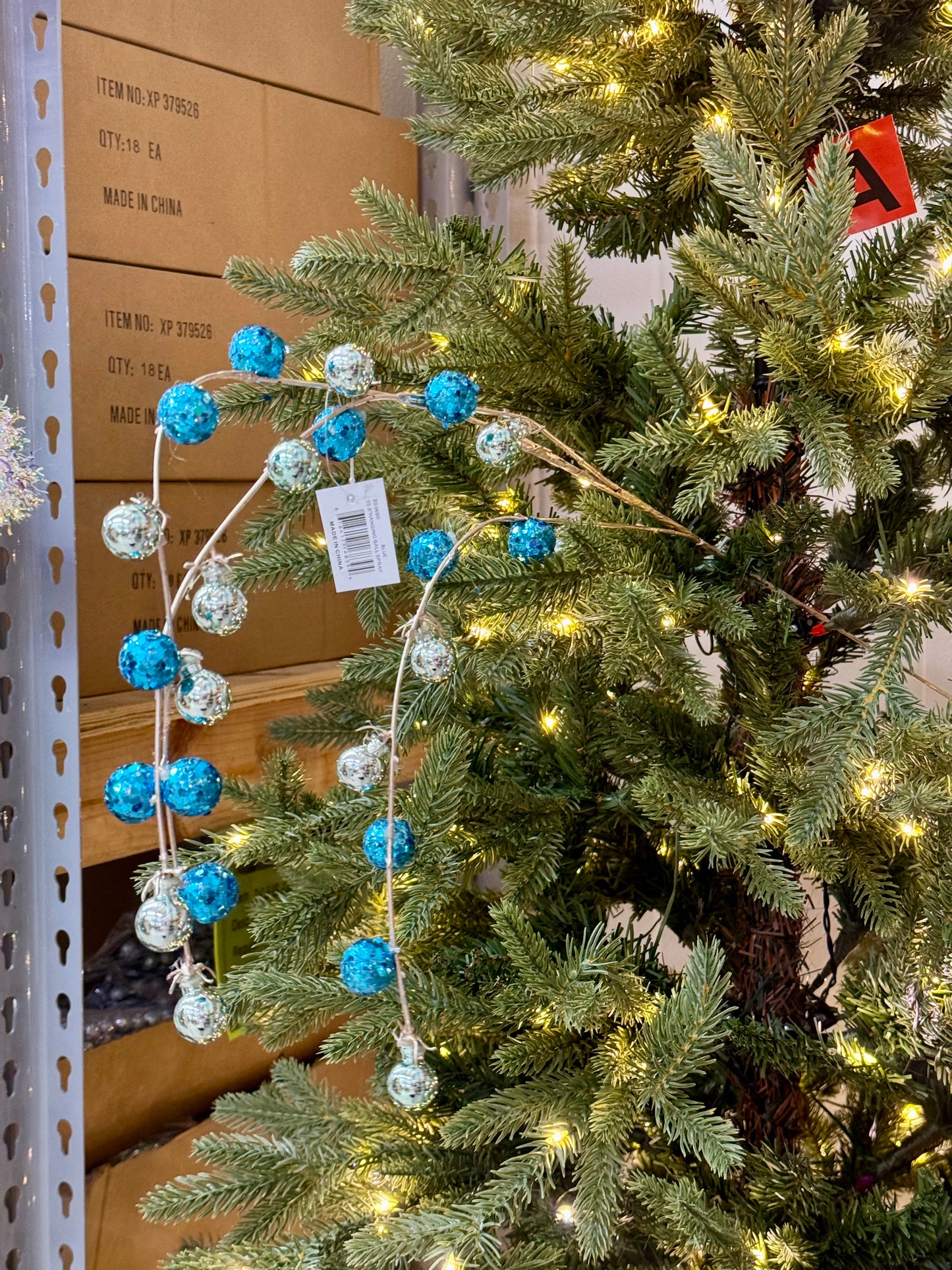 35.5 Inch Blue Hanging Ball Spray