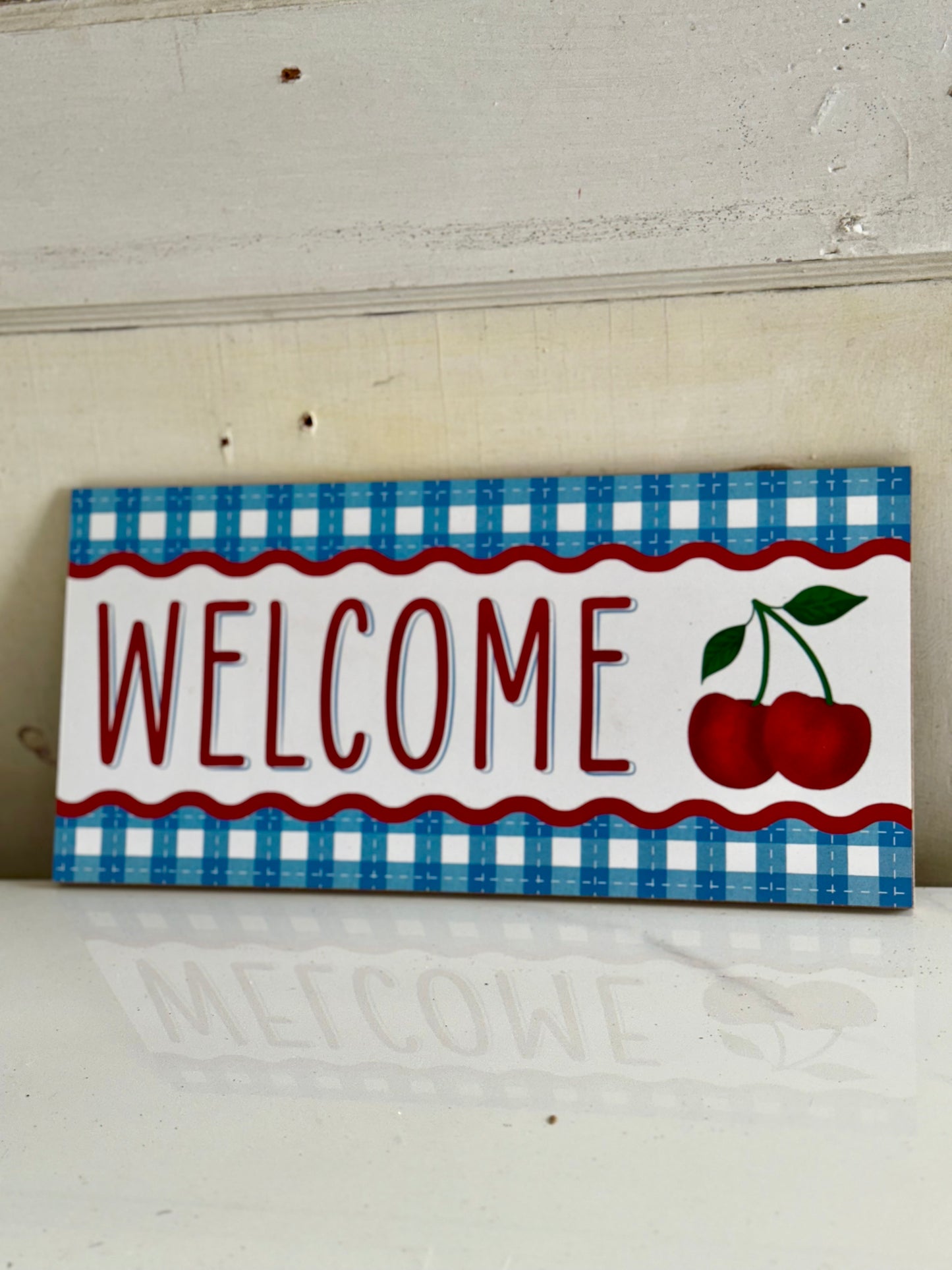 12.5 Inch Welcome Cherry Wooden Sign