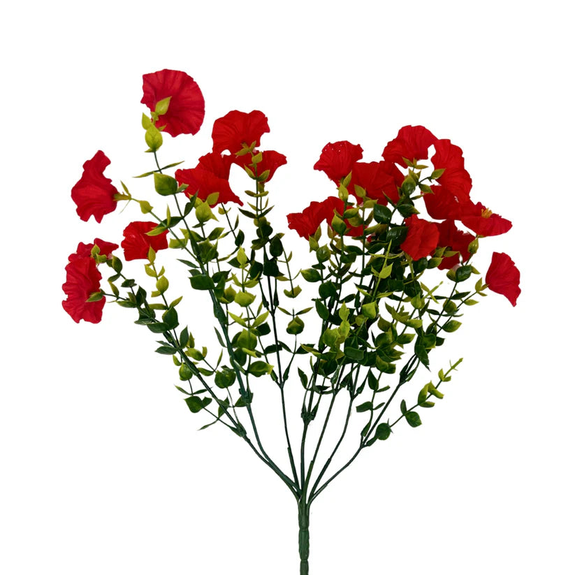 14 Inch Red Mini Morning Glory Bunch