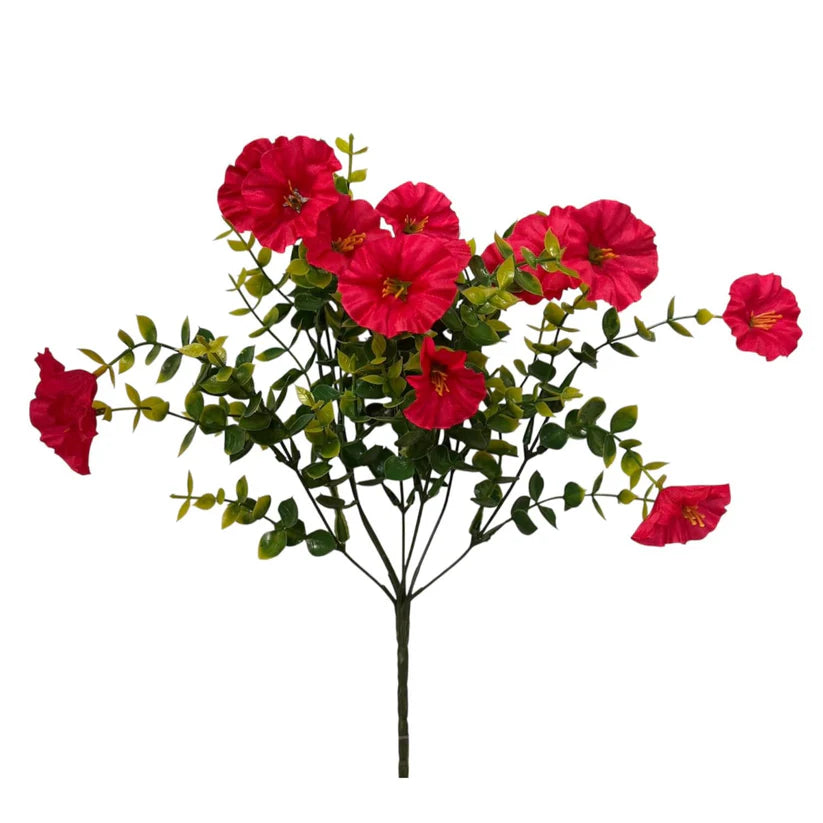 14 Inch Rose Red Mini Morning Glory Bunch