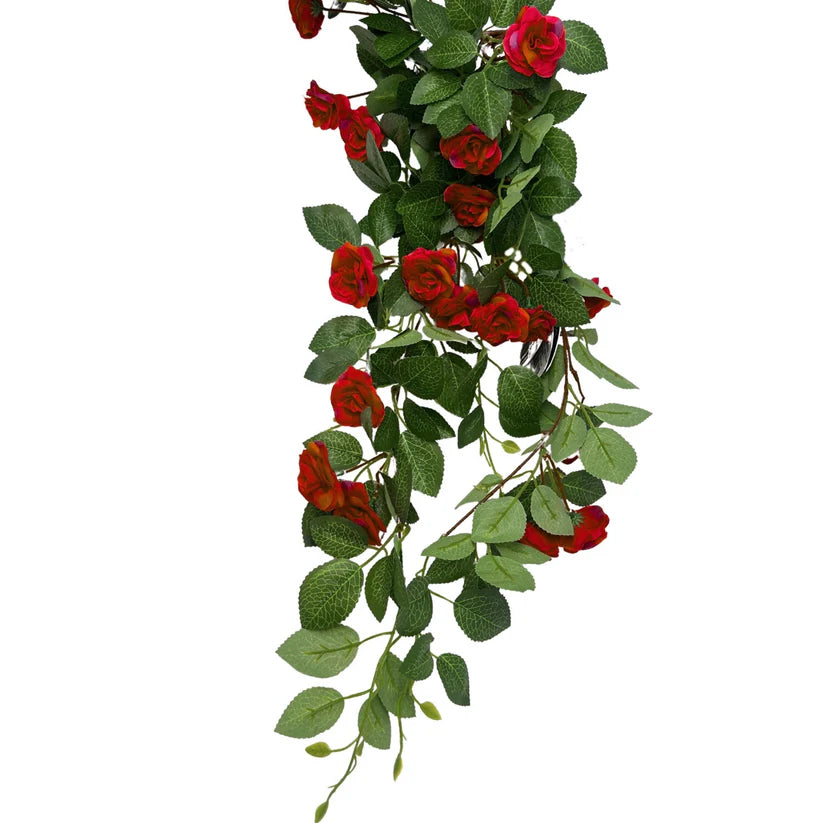 34 Inch Red Mini Hanging Rose Vine