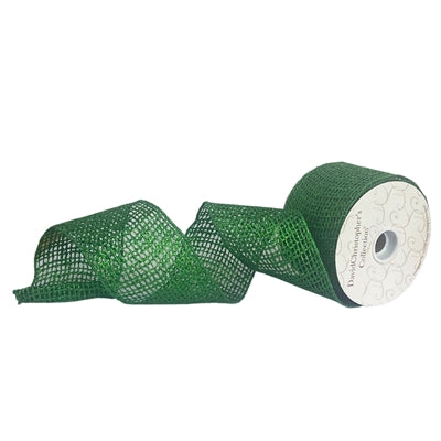 4 Inch By 10 Yard Green Glitter Jute Ribbon