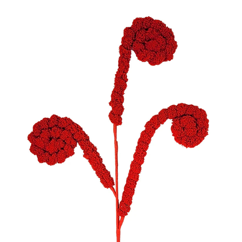 24 Inch Red Faux Sherpa Curl Spray