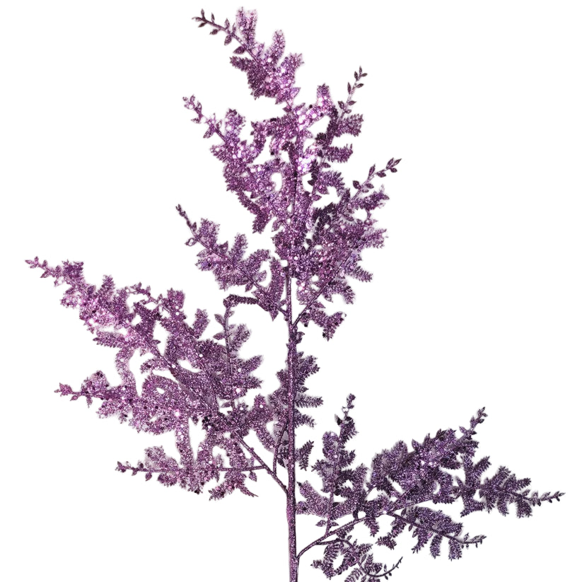 29 Inch Purple Glittered Fern Spray