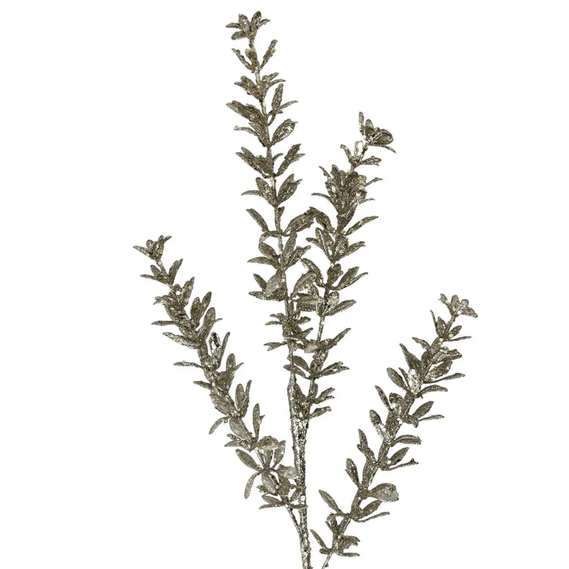 28.5 Inch Champagne Glittered Rosemary Spray