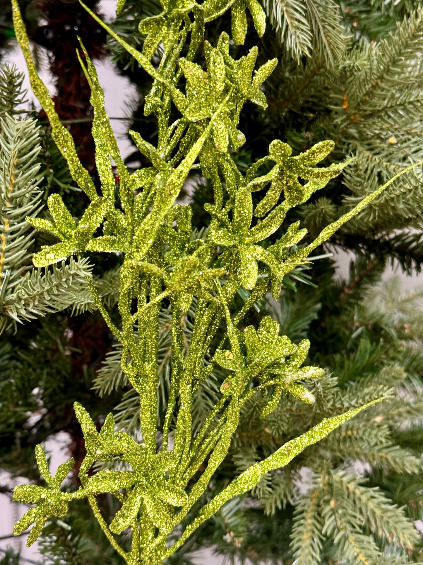 29 Inch Lime Green Glitter Forsythia Spray