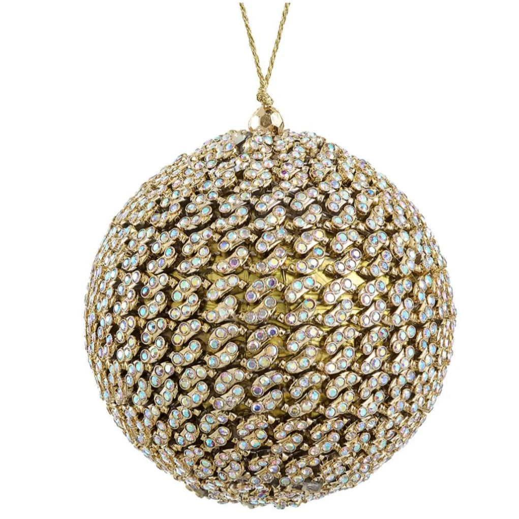 4 Inch Gold Diamond Ball Ornament
