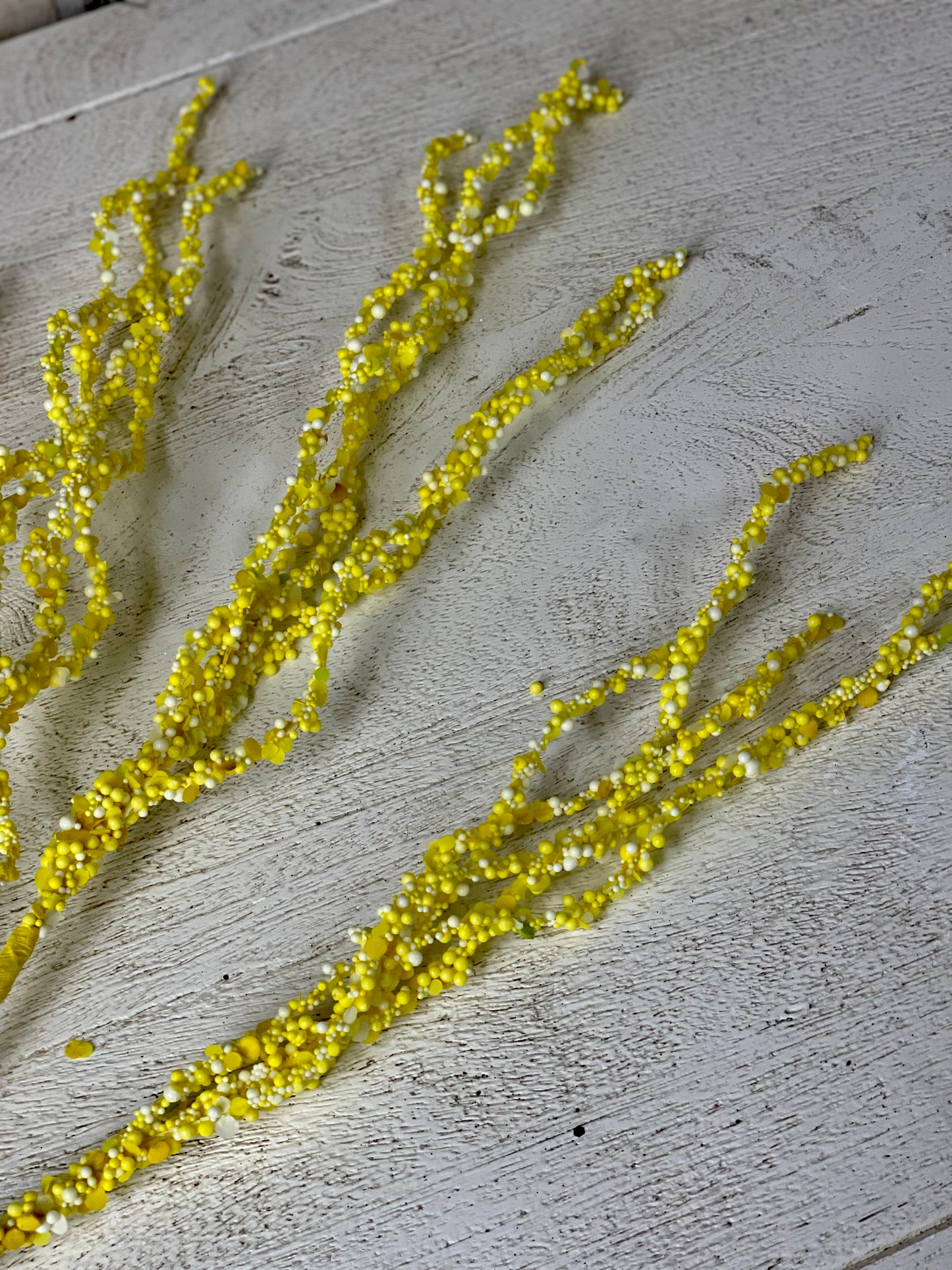 Yellow Beaded Curly Twig Spray