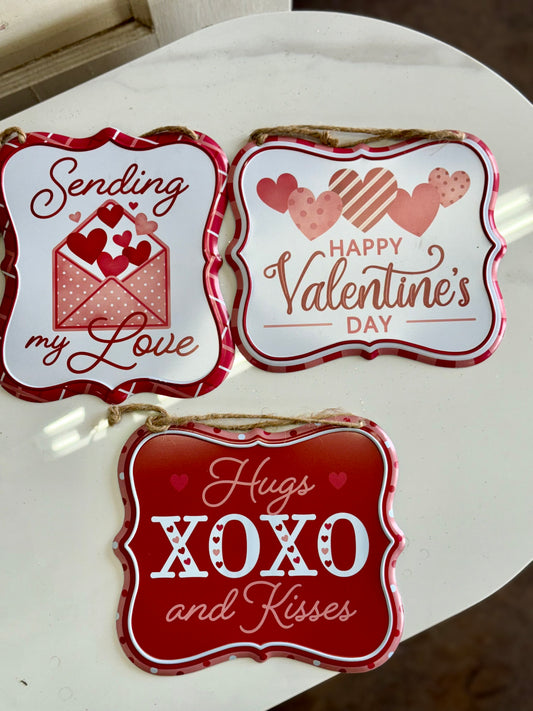 Tin Embosses Valentine Signs Three Styles