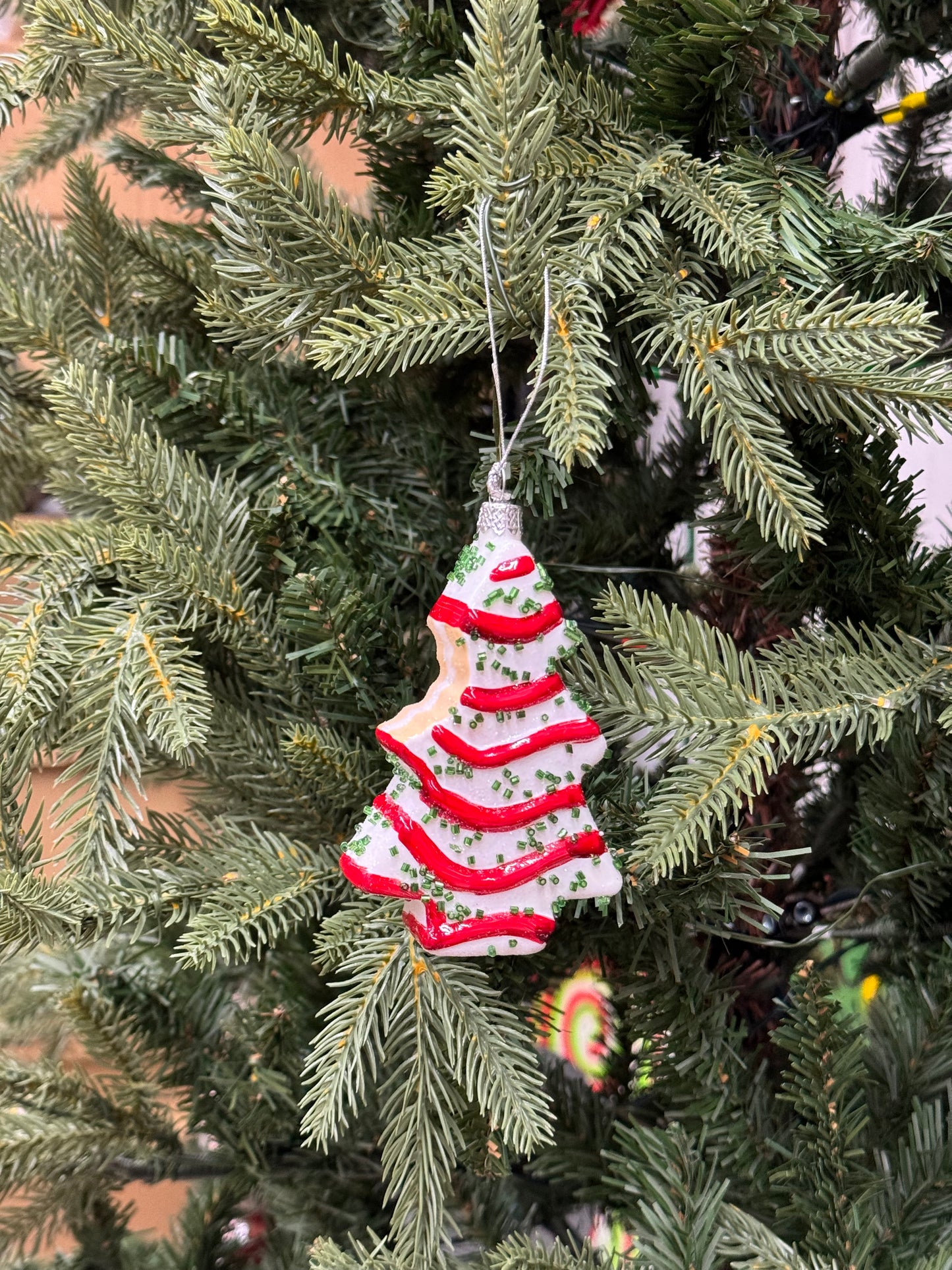Lil Debbie Christmas Tree Cake With Bite Glass Ornament