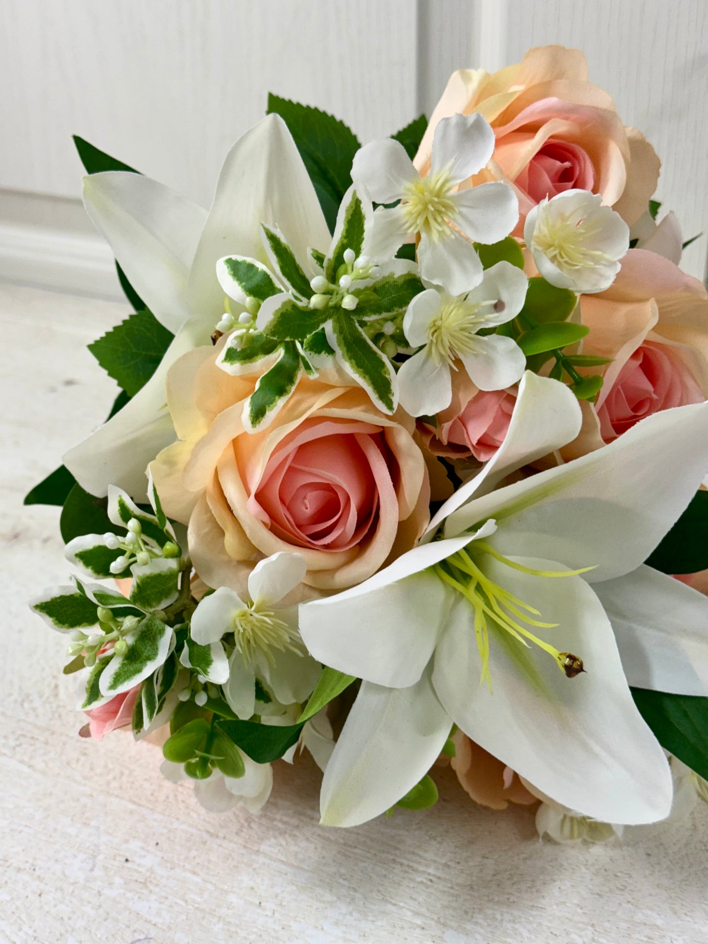 21 Inch Champagne Rose Lily Mixed Floral Bush