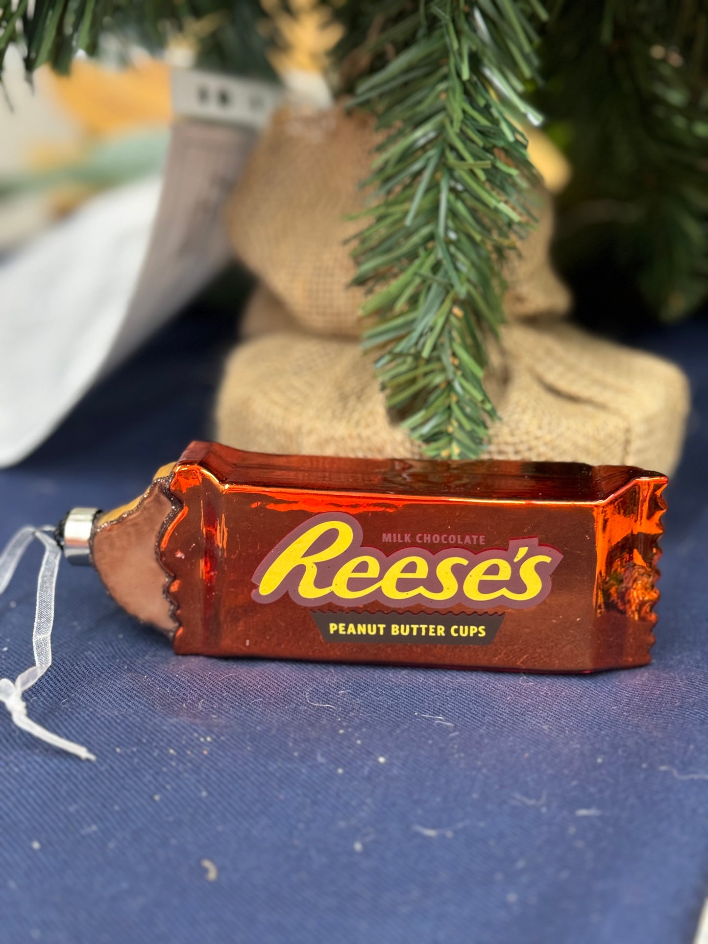Kat And Annie Reese's Peanut Butter Cups Glass Ornament