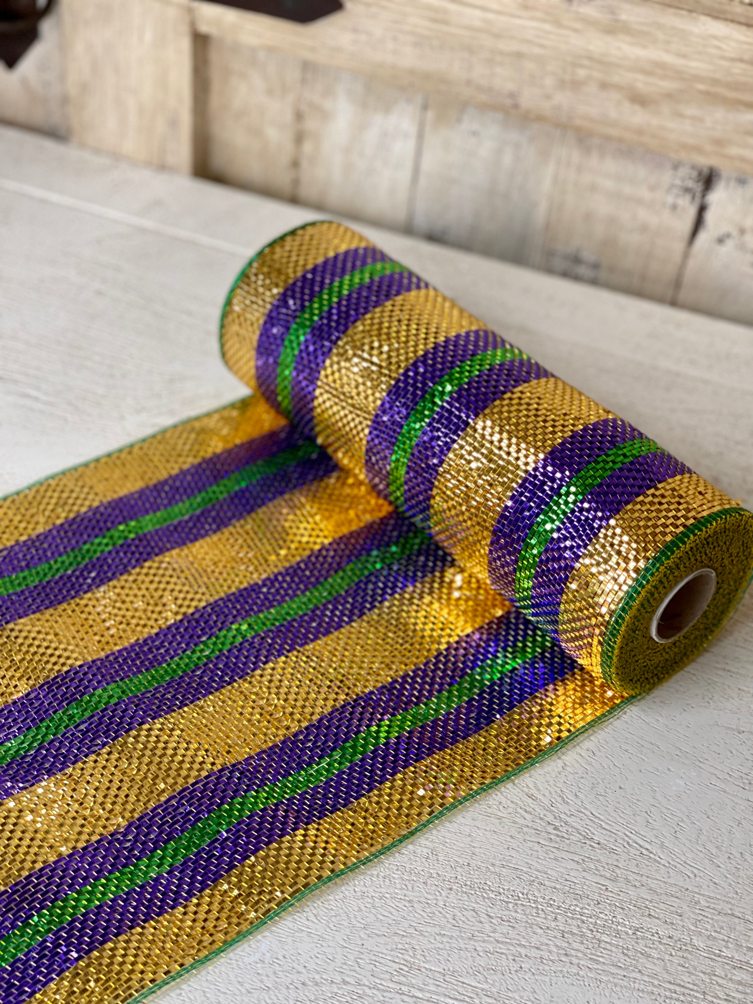 Metallic Mardi Gras Thick Stripe Deco Mesh - 10 x 10Yd (RE1317C5