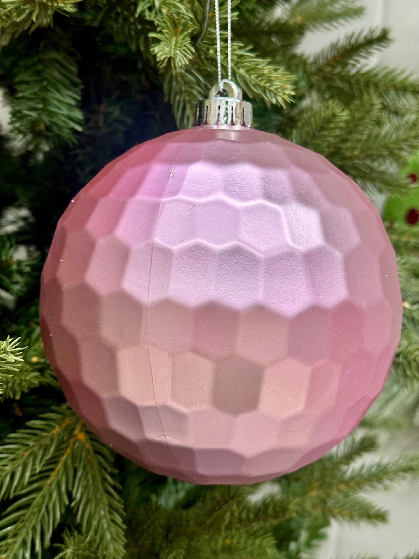 6 Inch Matte Icy Pink Honeycomb Ornament Ball