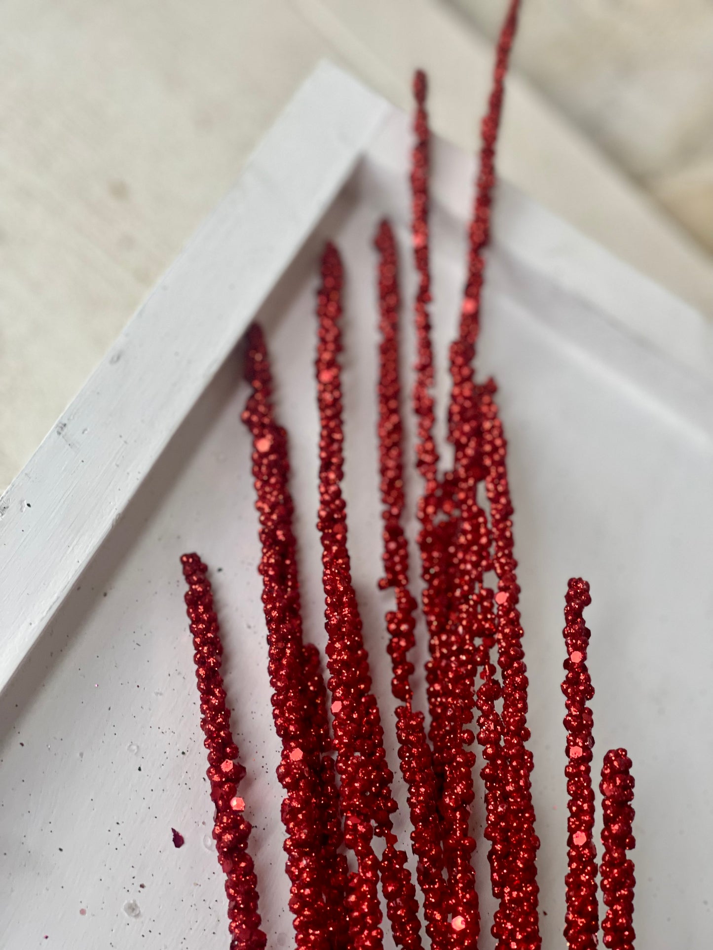 35 Inch Red Glittered Berry Spray