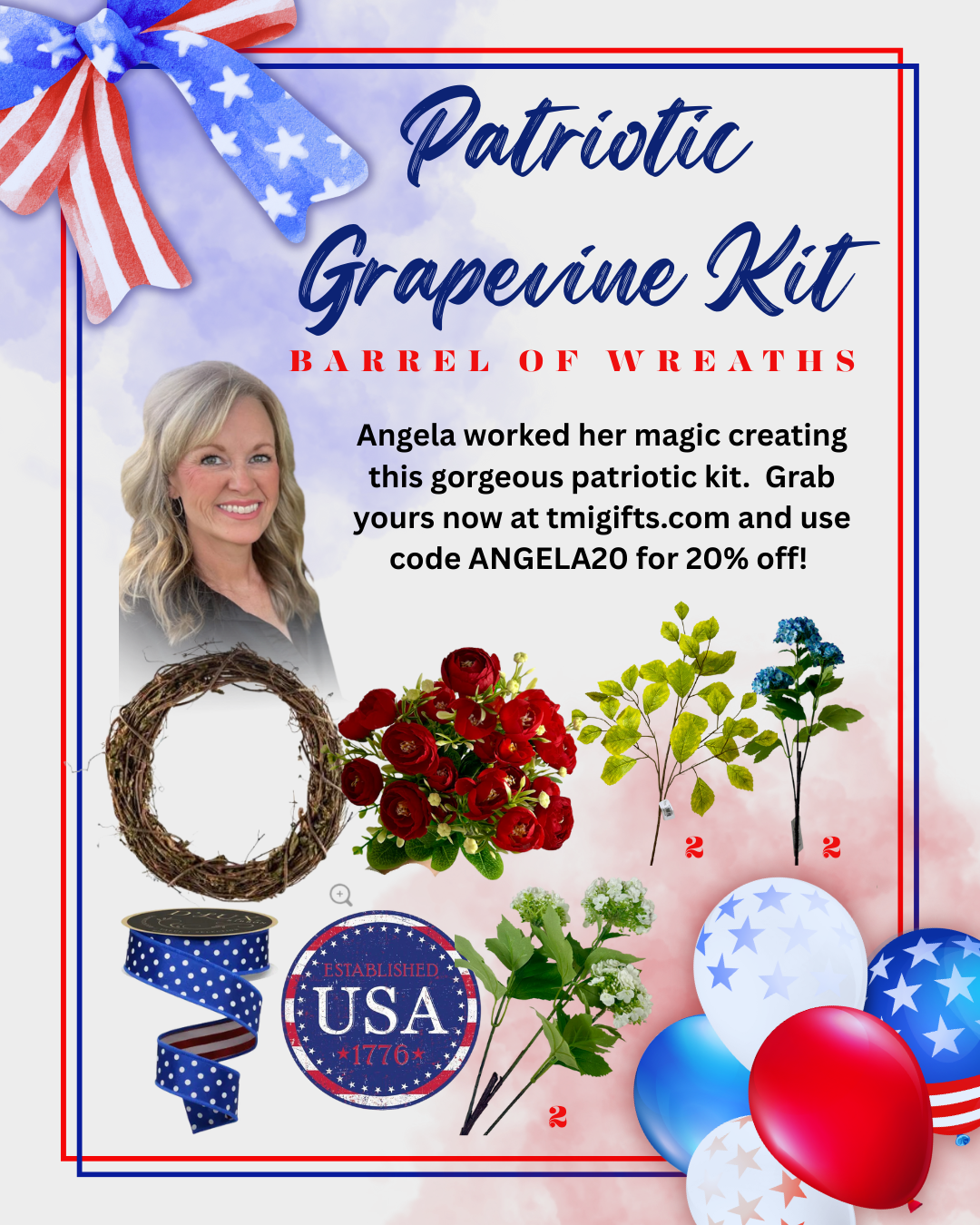 Patriotic Grapevine Kit By Barrel Of Wreaths