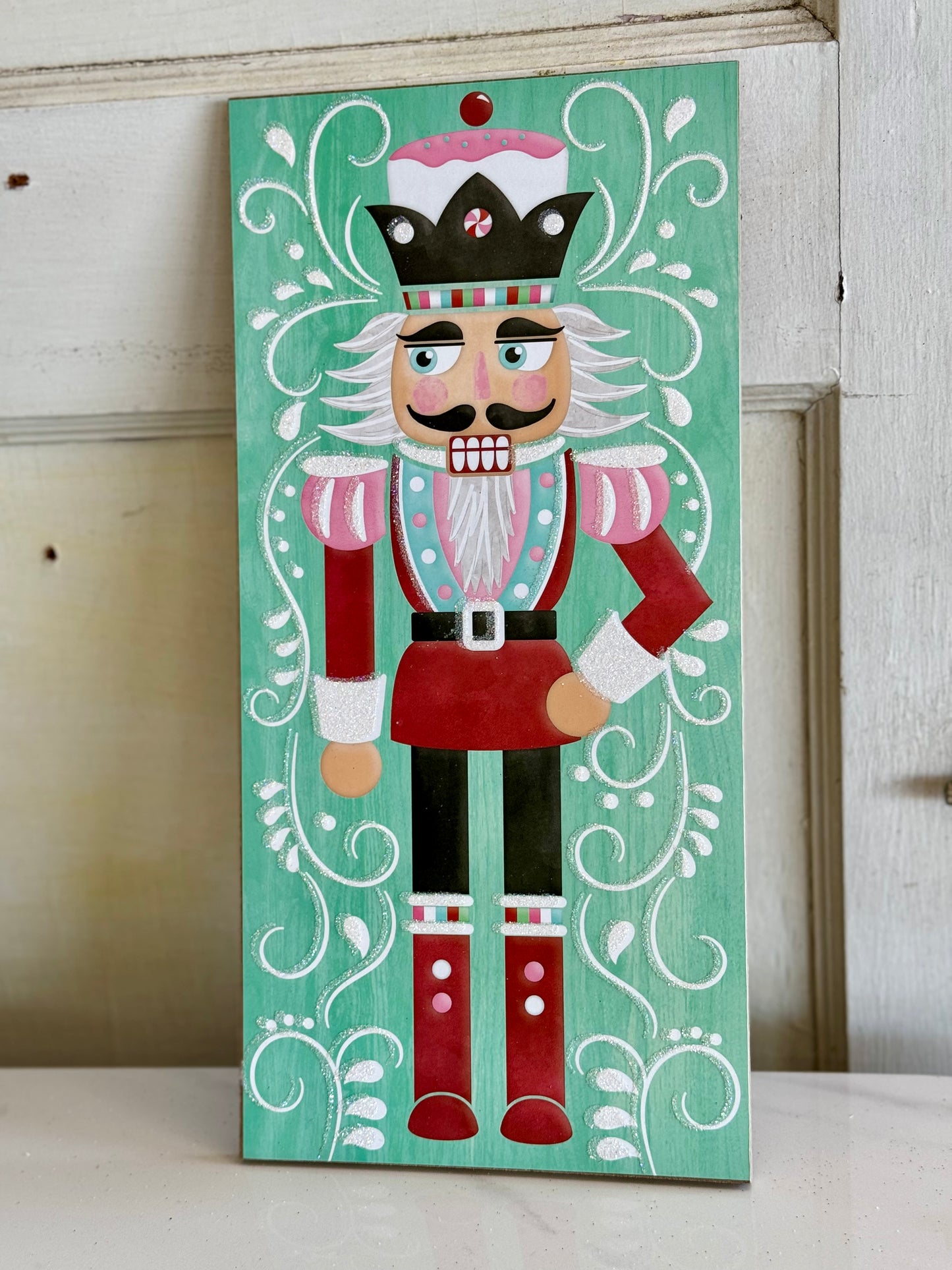 Glitter Mint Nutcracker Sign