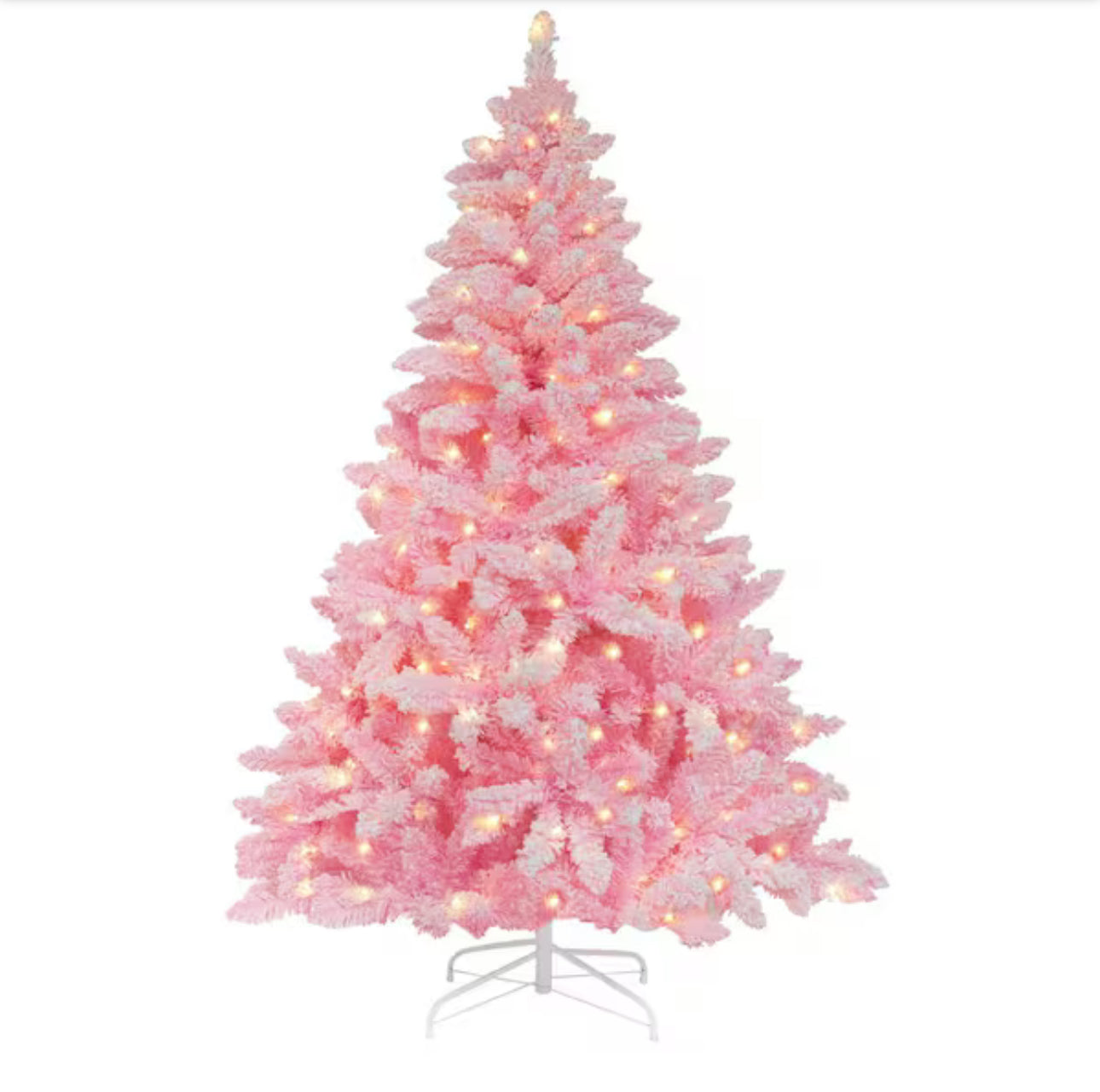 Veikous 6 Foot Pre-Lit LED Flocked Artificial Christmas Tree with Warm –  TMIGifts, image size:1290x1281