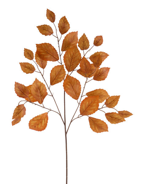 28 Inch Burnt Orange Rose Leaf Spray