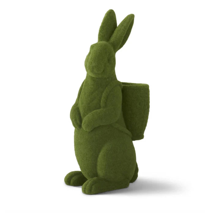 30 Inch Green Flocked Mossy Rabbit With Backpack Basket