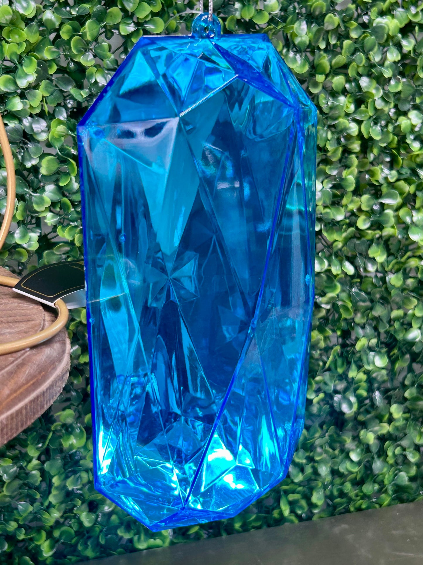 8 Inch Blue Acrylic Rectangle Diamond Ornament