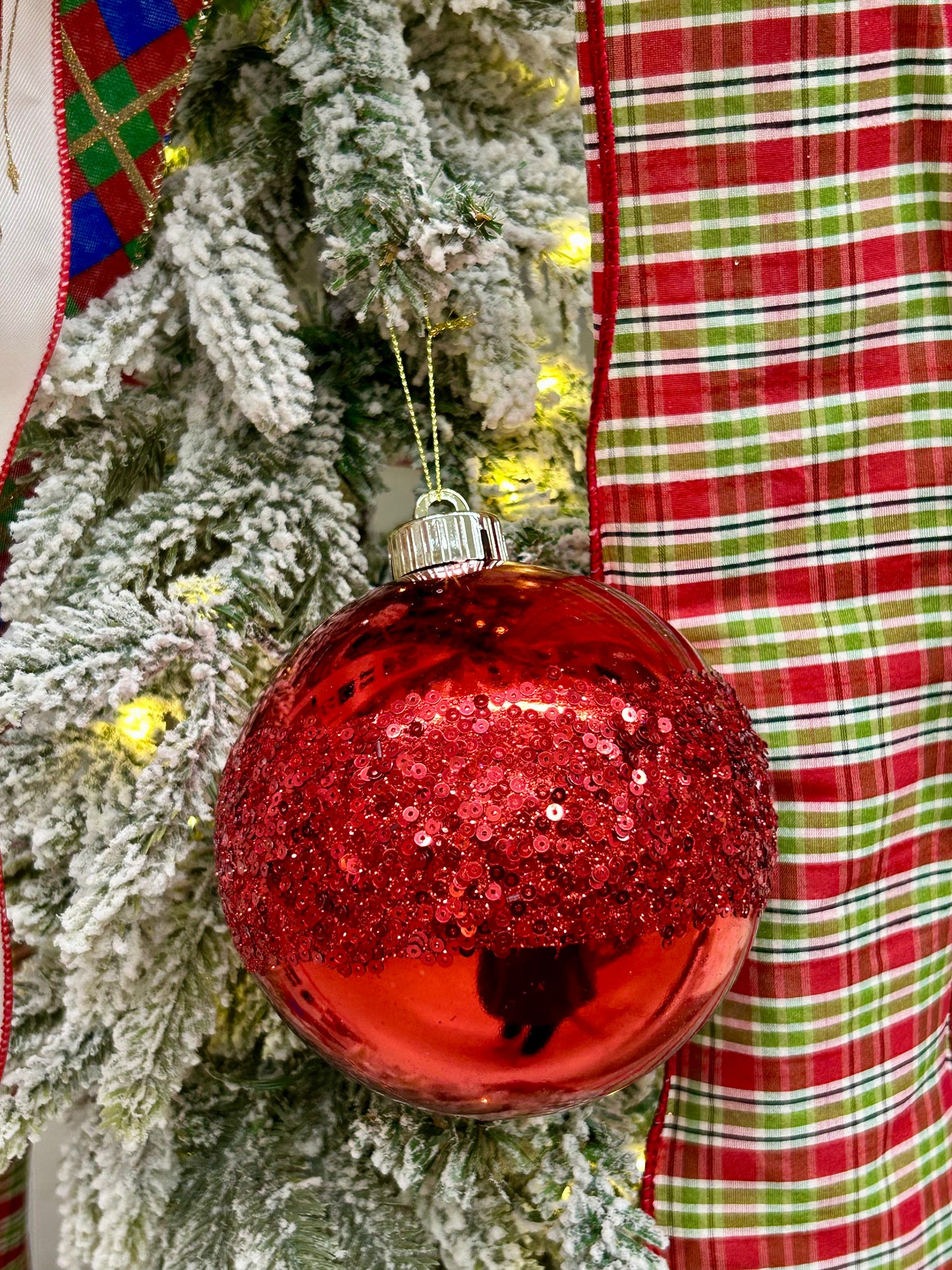 5 Inch Red Sequin Ball Ornament