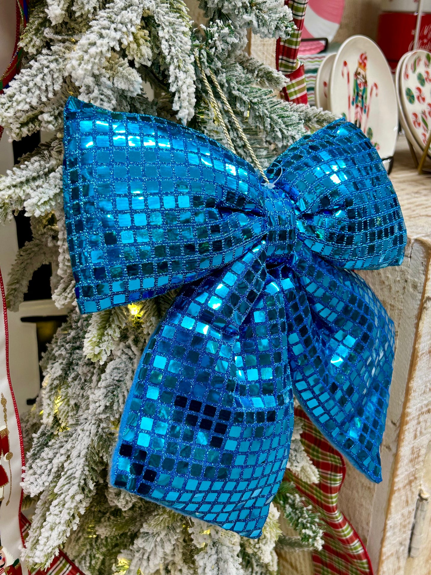12 Inch Aqua Bow Ornament