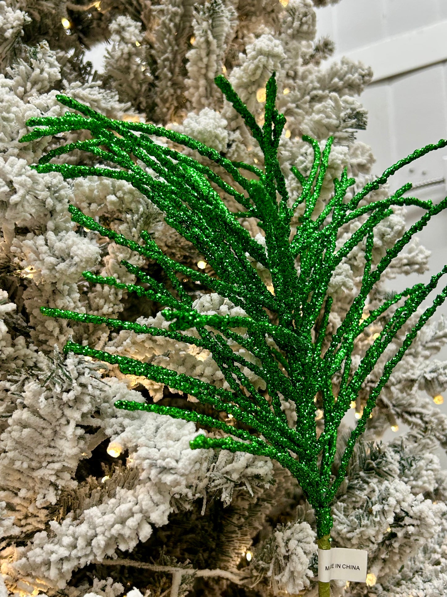 24 Inch Green Glitter Pine Needle Berry Stem