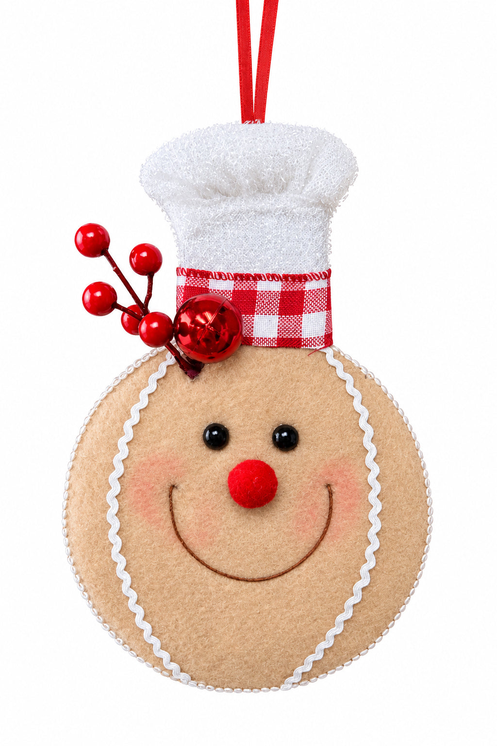 9 Inch Holiday Handcrafted Hanging Gingerbread Man Head