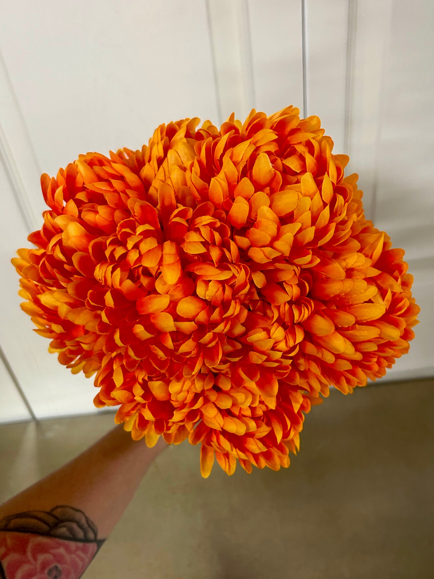12 Inch Orange Ball Mum Bush