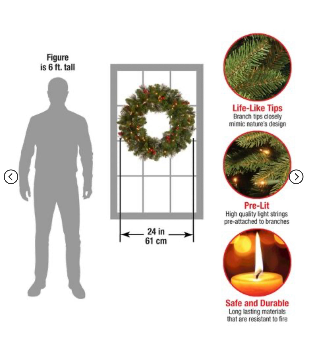 National Tree Company Crestwood Spruce 24 in. Artificial Wreath with Clear Lights