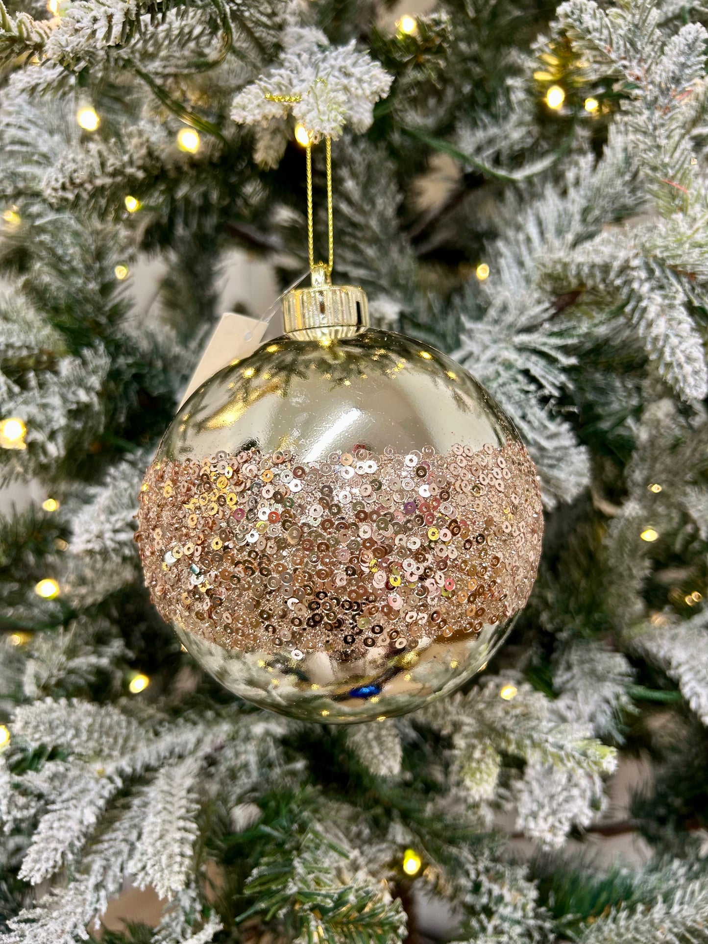 5 Inch Champagne Sequin Ball Ornament