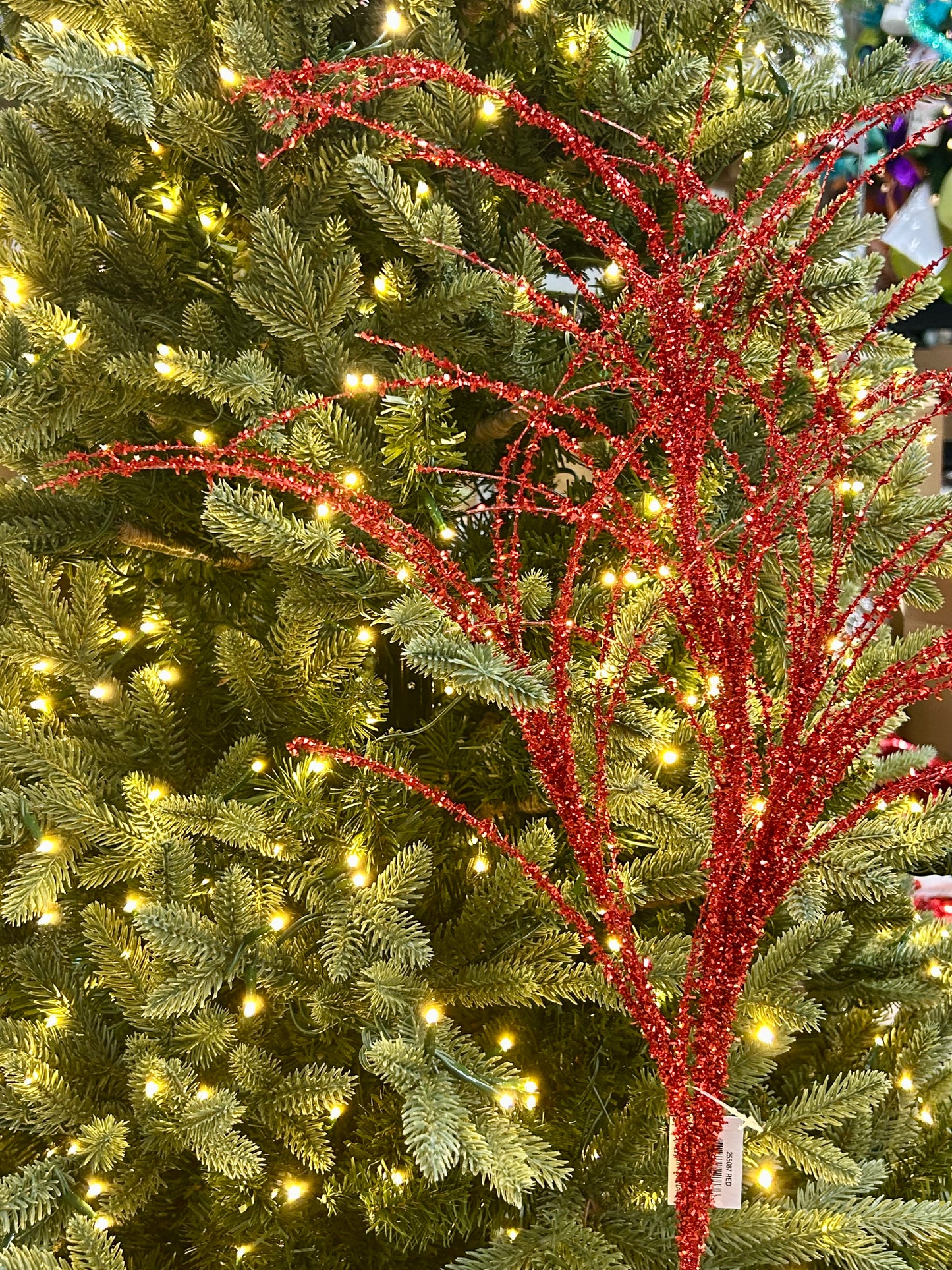 32 Inch Red Pine Glitter Spray