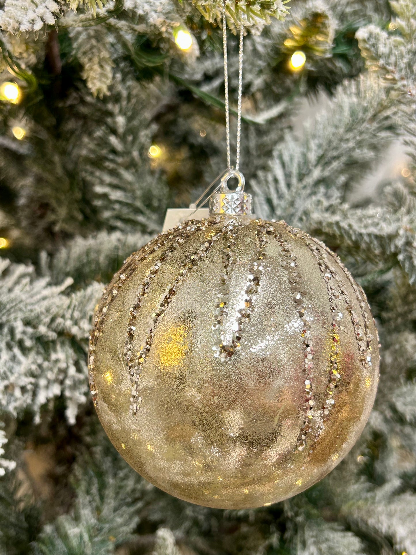 4 Inch Champagne Glitter Ball Ornament