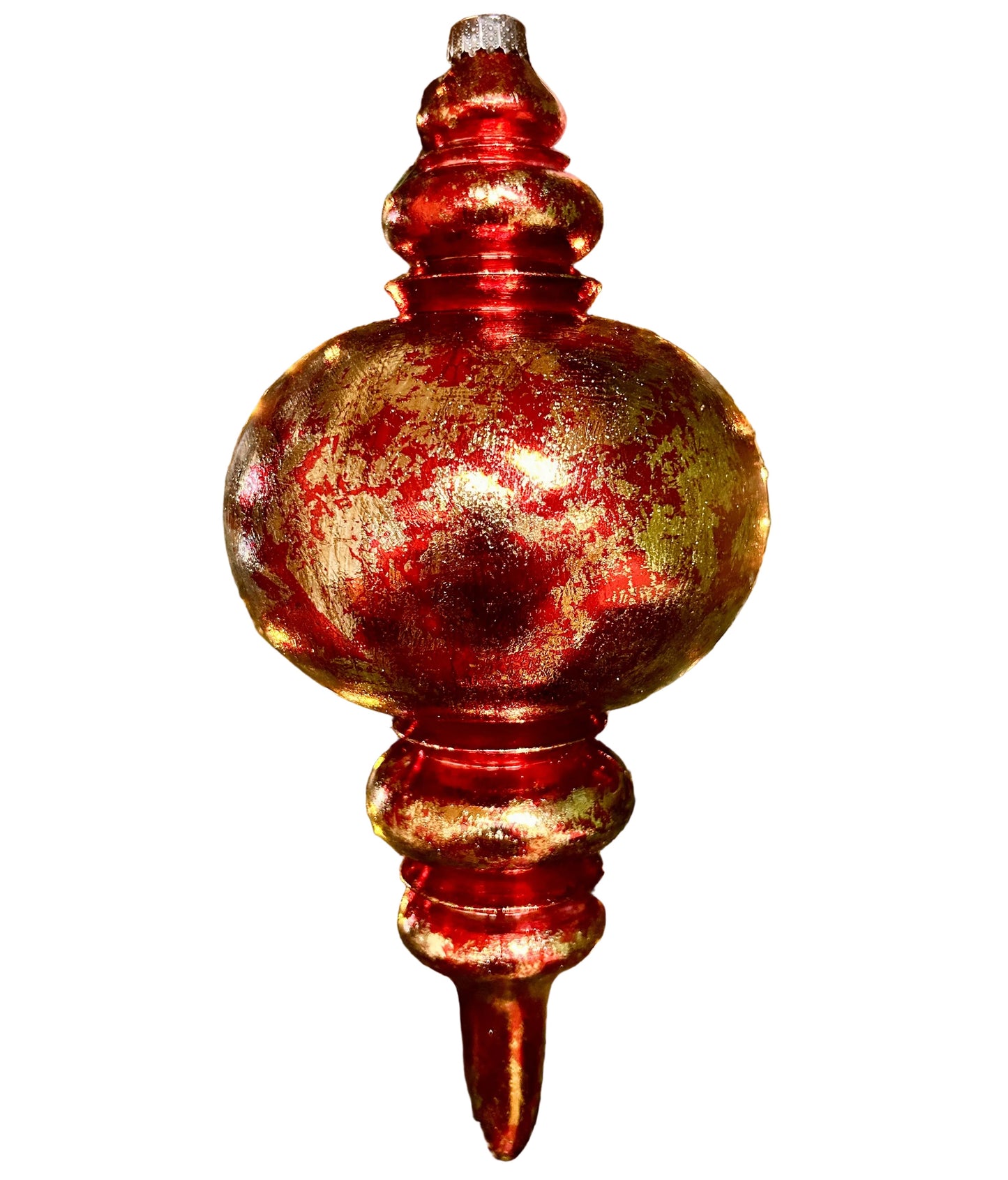 13 Inch Red And Gold Finial Ornament