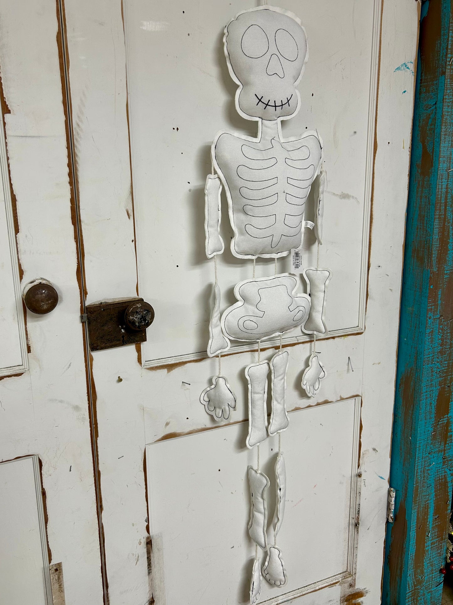 50 Inch Black And White Plush Hanging Skeleton