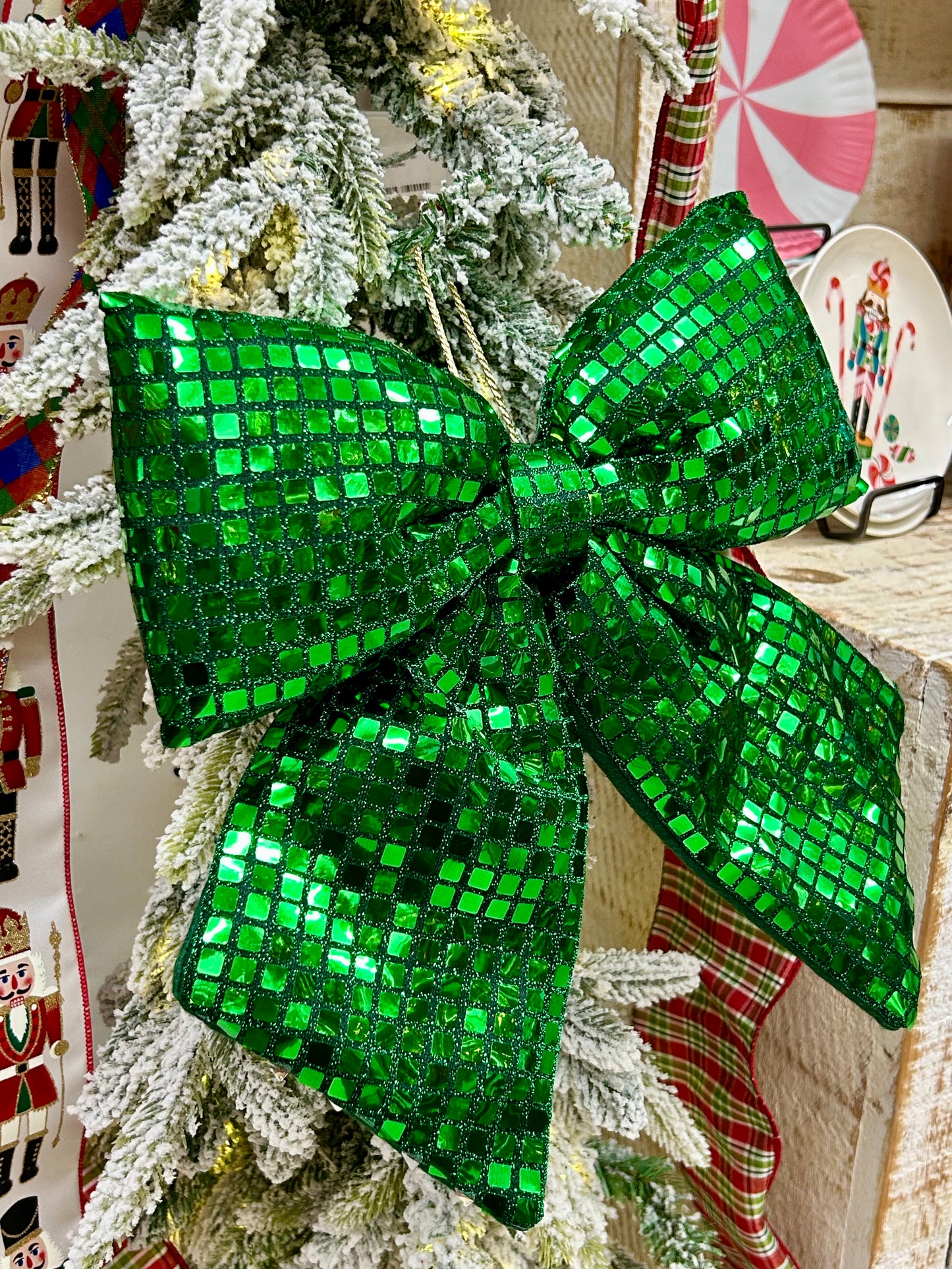 12 Inch Dark Green Bow Ornament