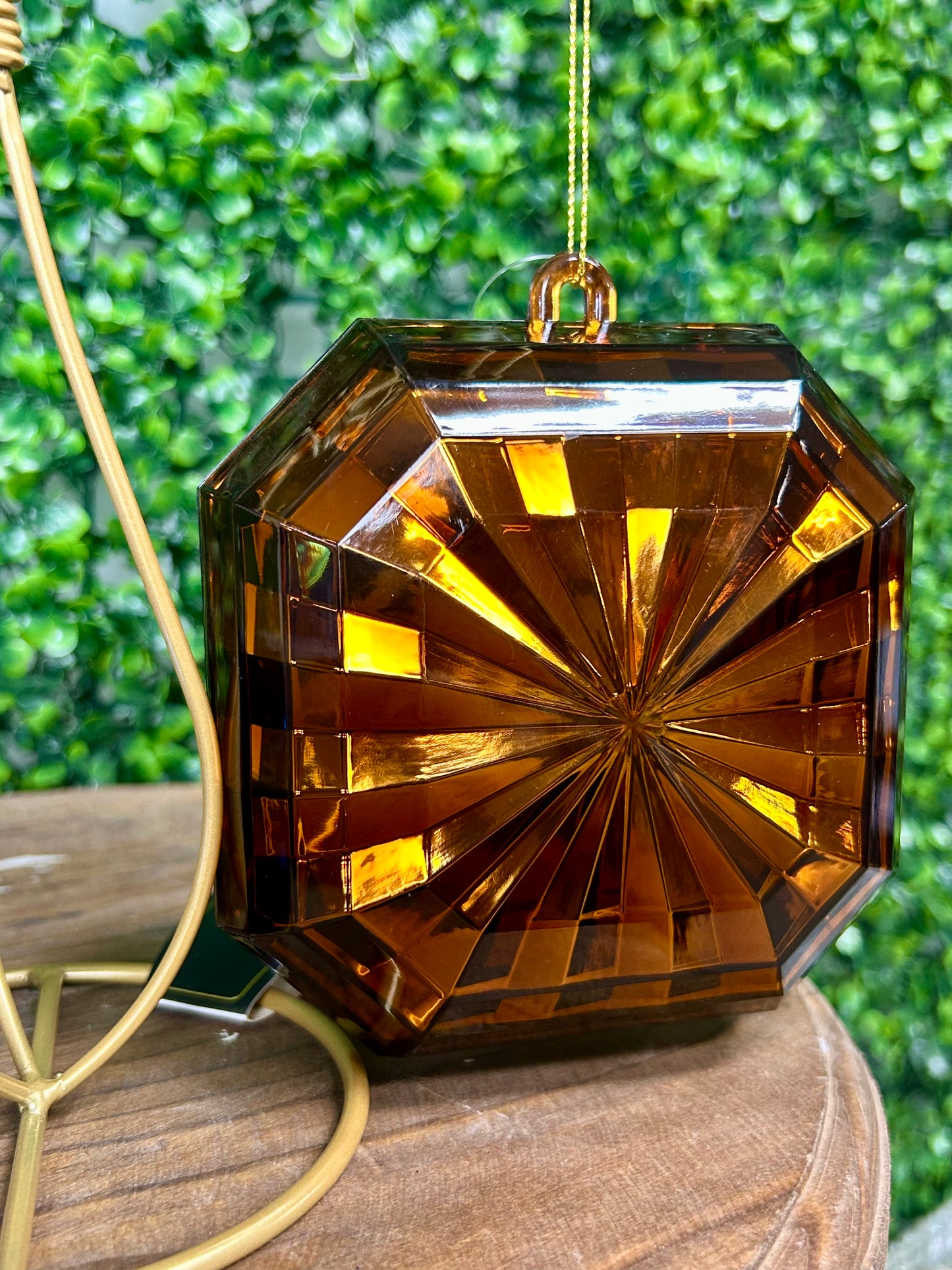 5 Inch Dark Amber Acrylic Square Diamond Ornament