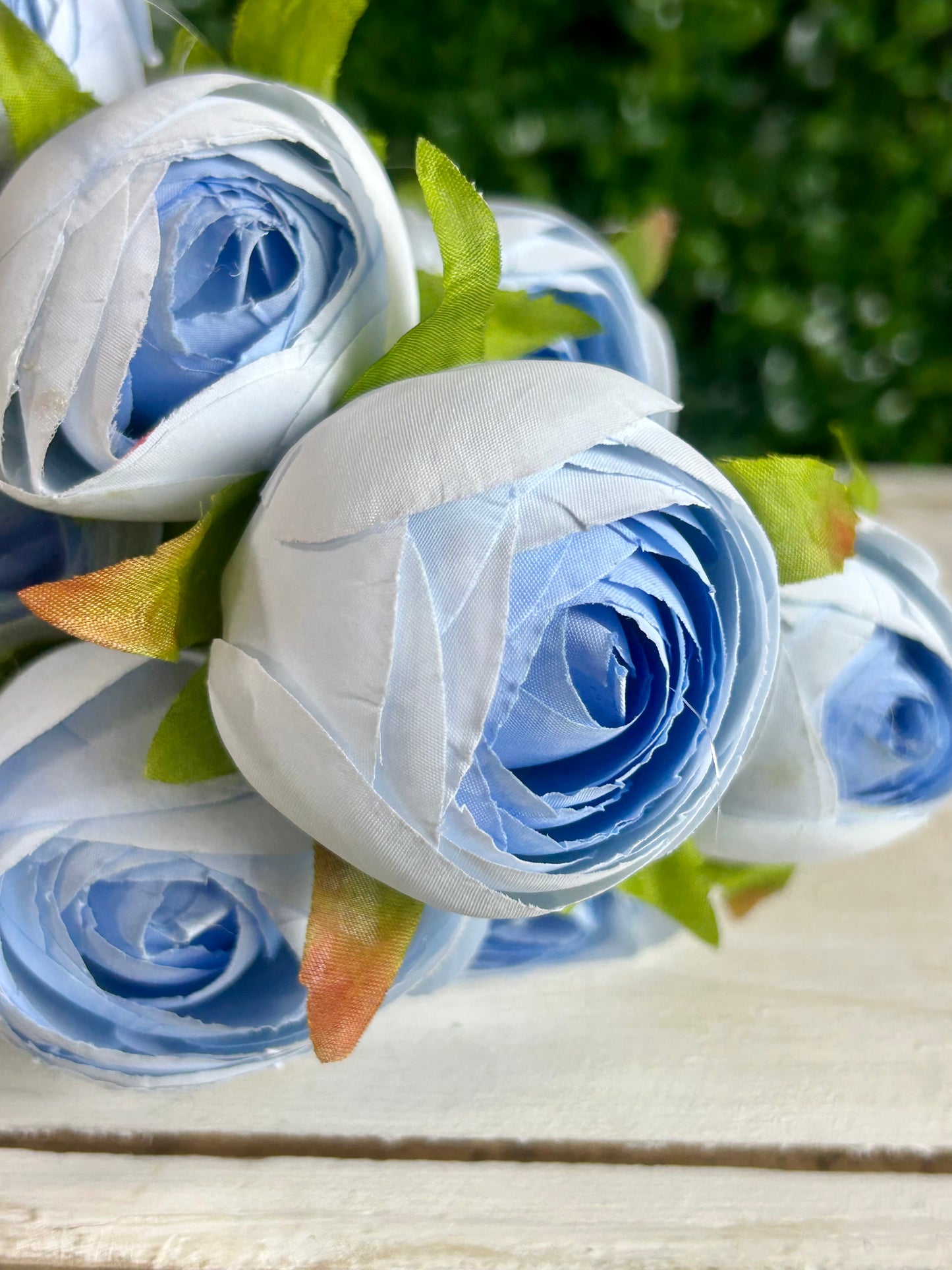 16.5 Inch Light Blue Ranunculus Bush
