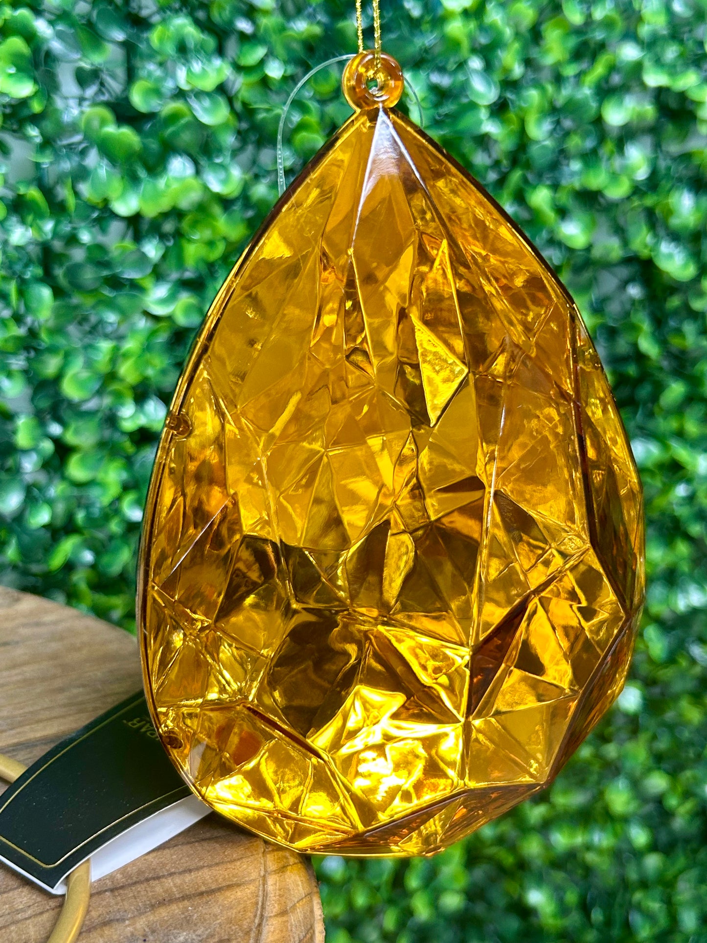 6 Inch Amber Acrylic Rain Drop Diamond Ornament