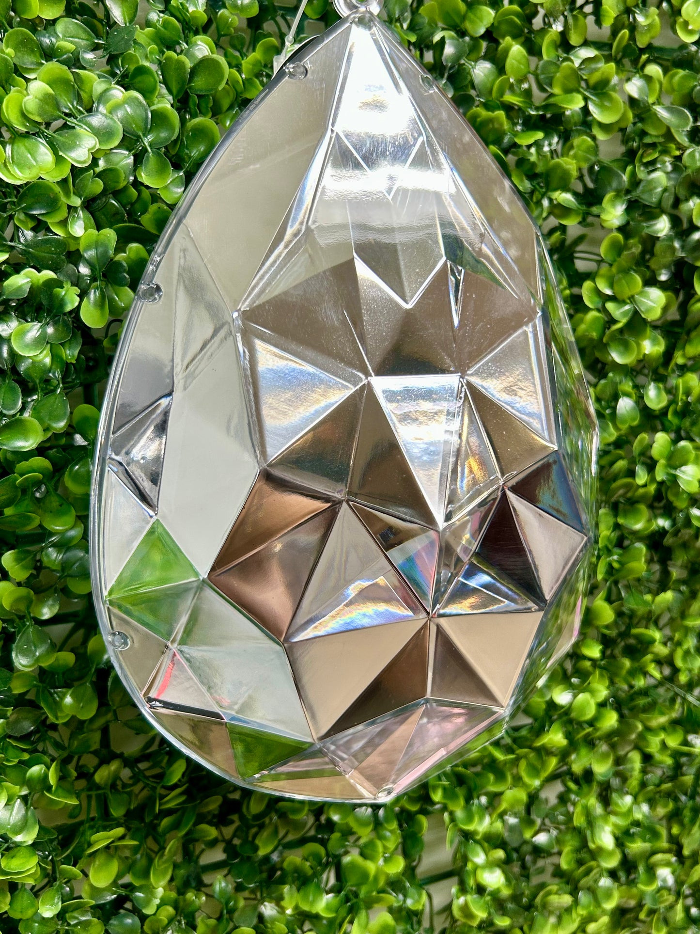 9 Inch Silver Acrylic Rain Drop Diamond Ornament