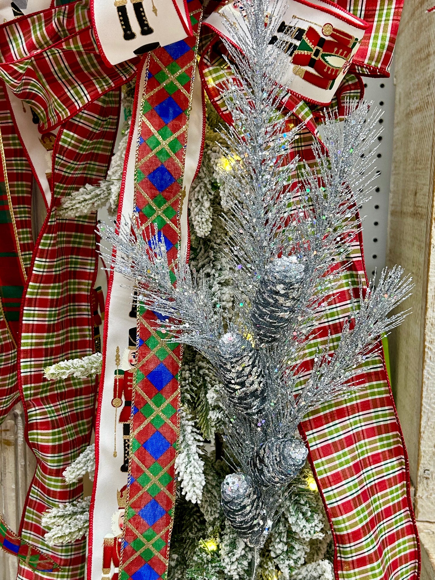 33 Inch Silver Glitter Pinecone Spray